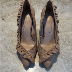 BCBG Women's Brown Ruffle Heels